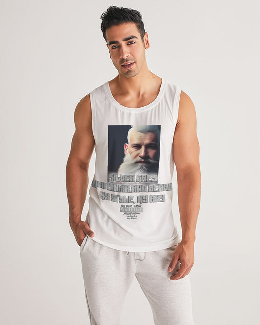 Silver Grey white hair and beard, my style my way Men's Sports Tank