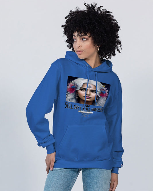 Promoting Indian women with silver grey hair Unisex Hoodie | Champion