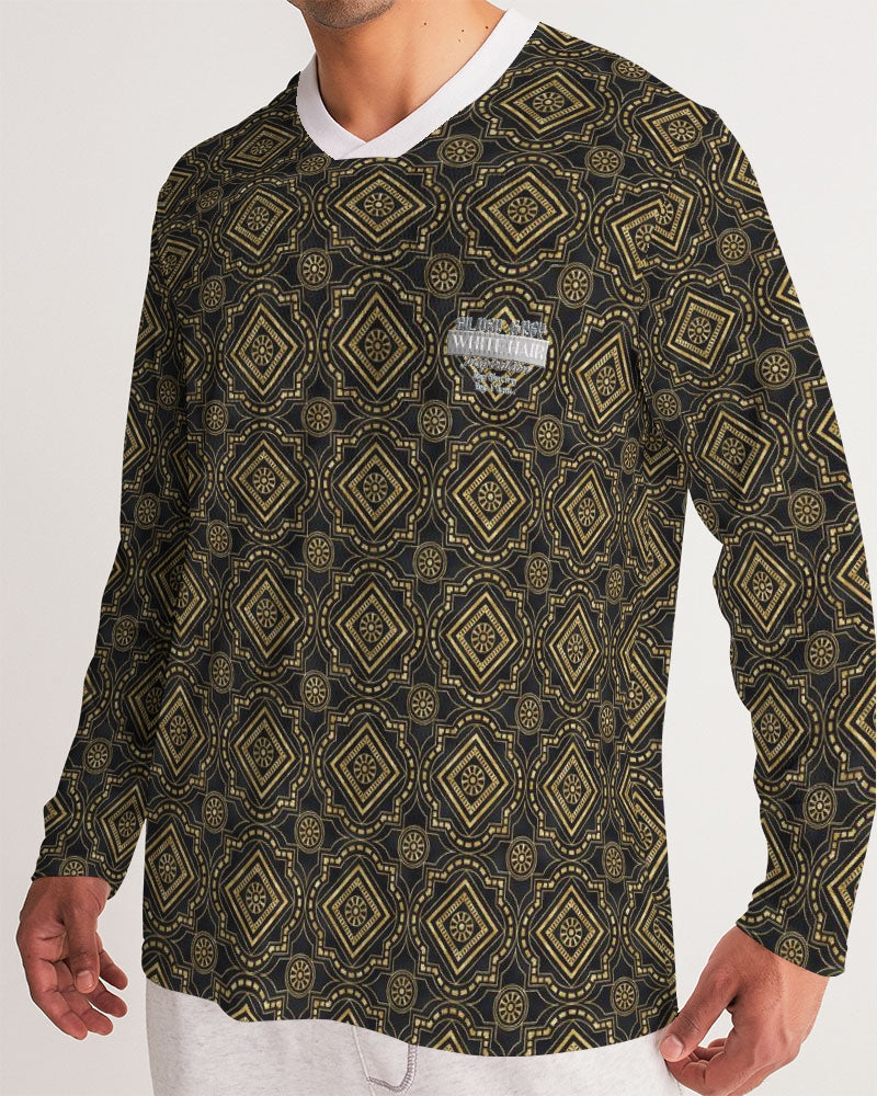 Brown Diamond pattern Men's Long Sleeve Sports Jersey