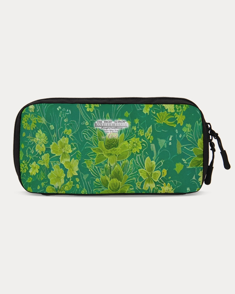 Lush green flower pattern design with logo Small Travel Organizer