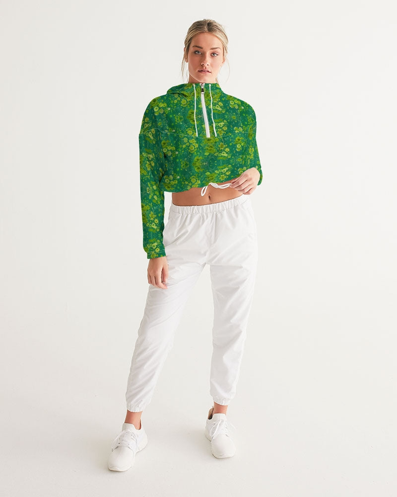 Green lush Repeat pattern Women's Cropped Windbreaker