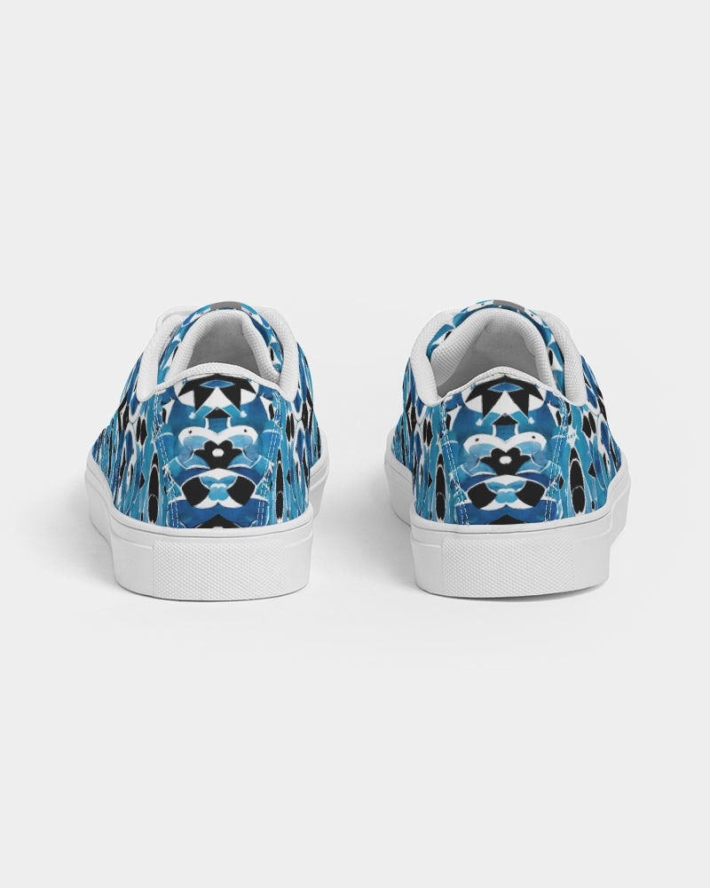 Blue Abstract pattern design Men's Faux-Leather Sneaker