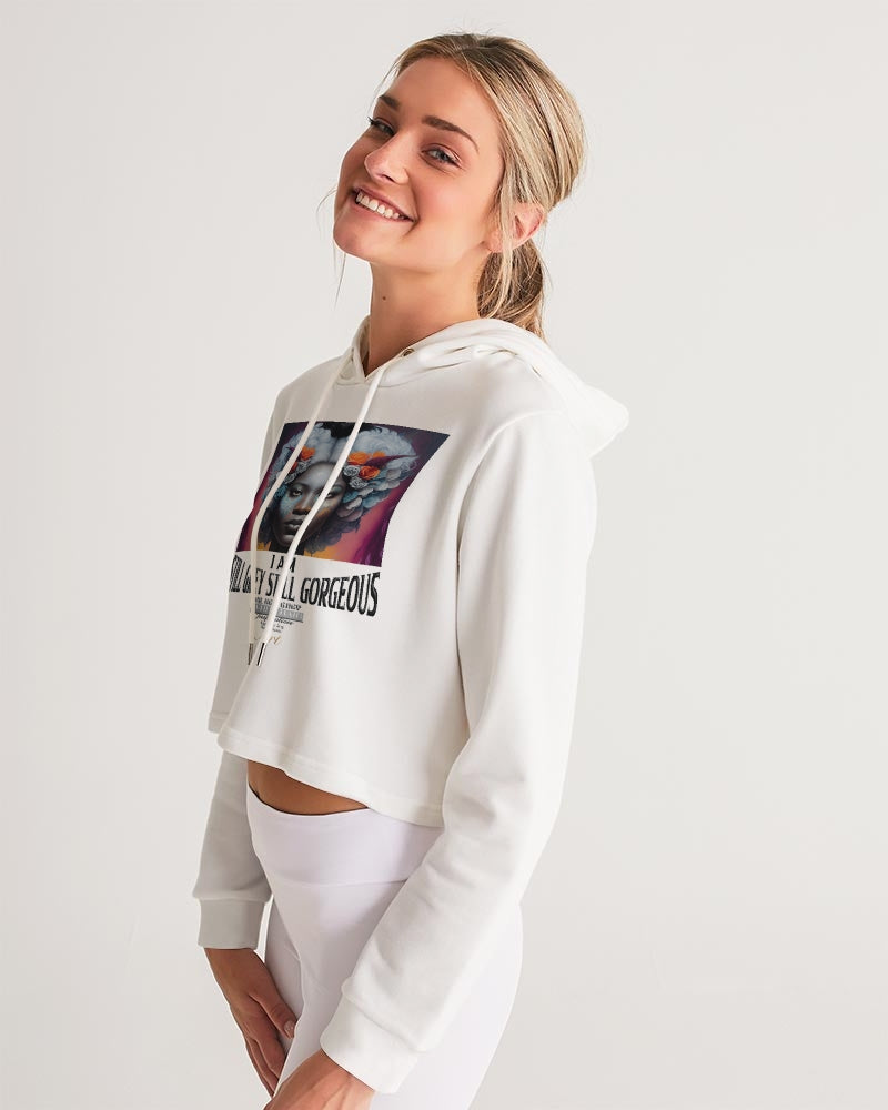 Promoting black women with silver grey hair Women's Cropped Hoodie