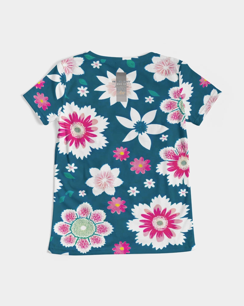 Beautiful floral pattern Women's All-Over Print V-Neck Tee