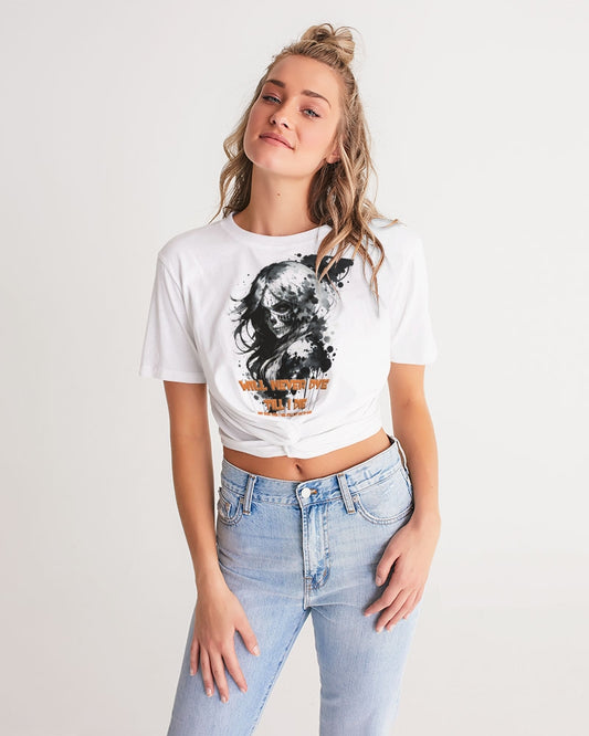 will not dye till i die Women's Twist-Front Cropped Tee