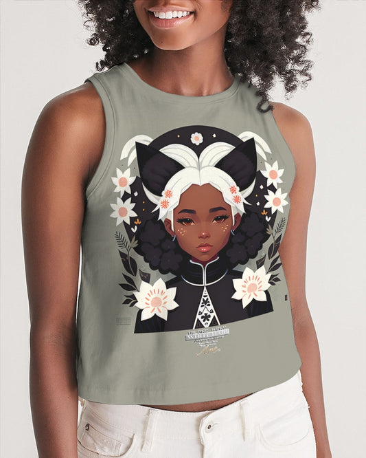 Nubian girl silver fox Women's Cropped Tank