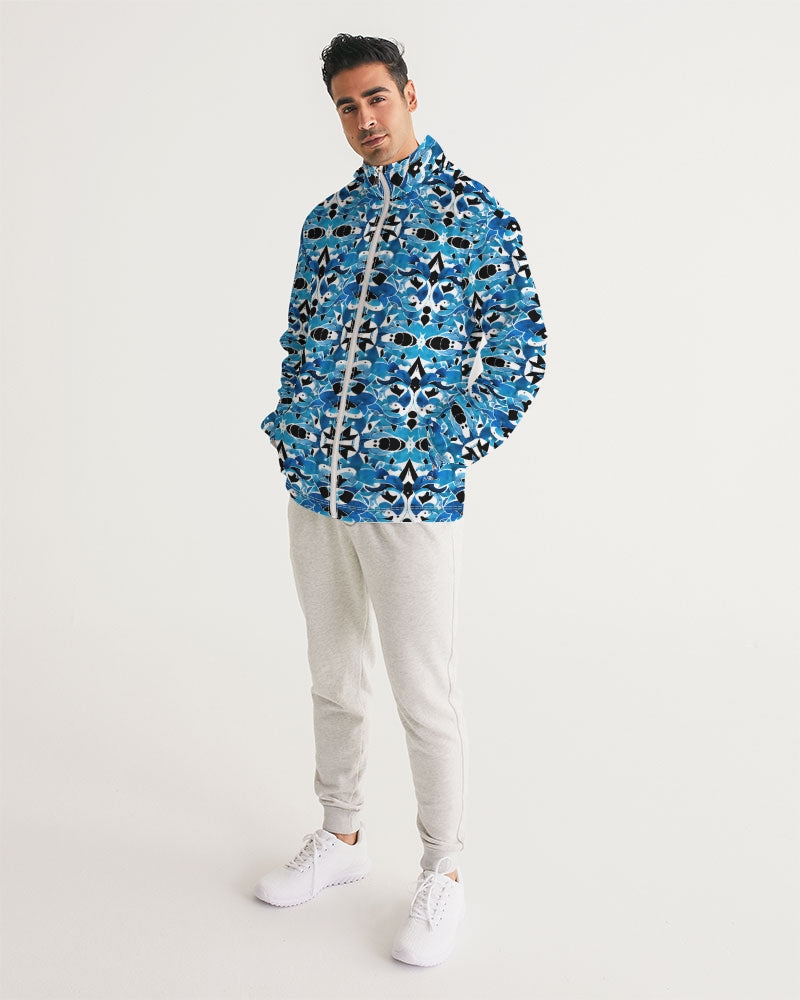 Blue Abstract pattern design Men's Windbreaker