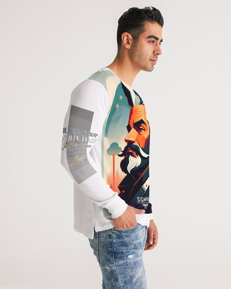 New silver grey Man style Men's All-Over Print Long Sleeve Tee