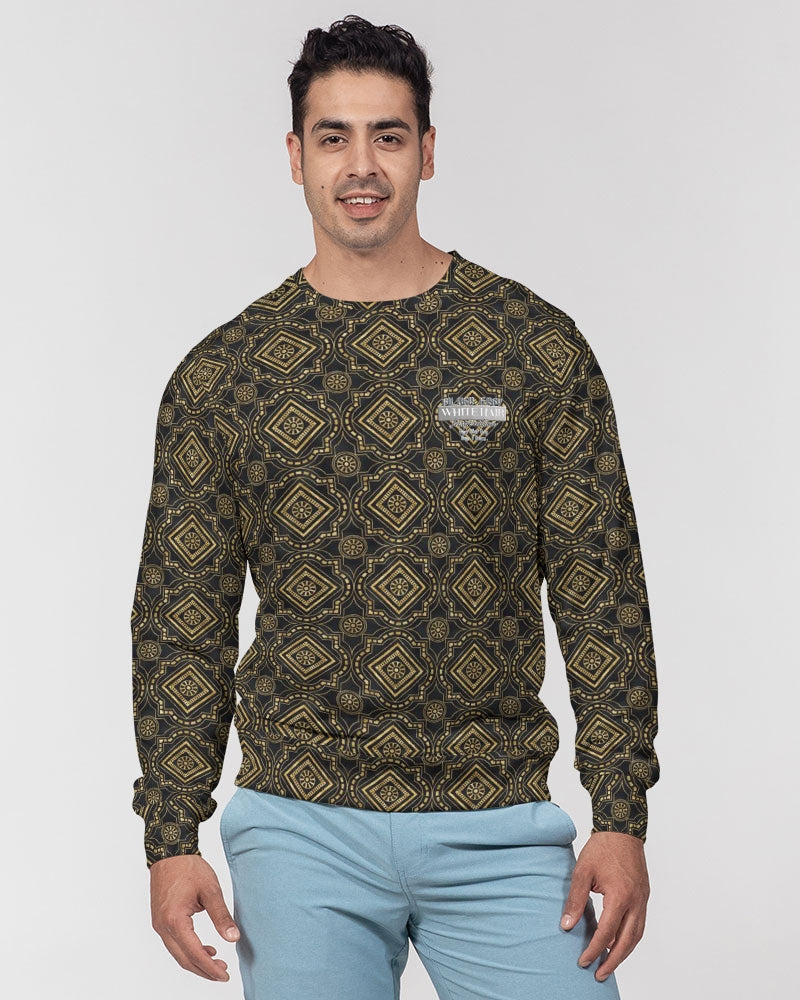 Brown Diamond pattern Men's Classic French Terry Crewneck Pullover