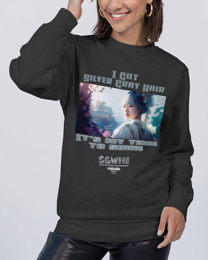 Asian sister with silver grey hair Unisex Premium Crewneck Sweatshirt | Lane Seven