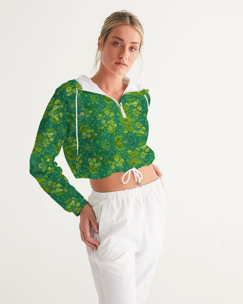 Green lush Repeat pattern Women's Cropped Windbreaker