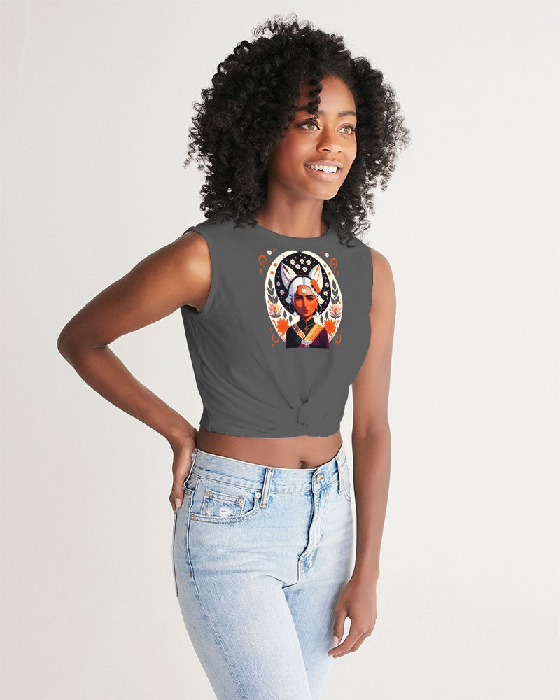 Indian Silver fox Women's Twist-Front Tank