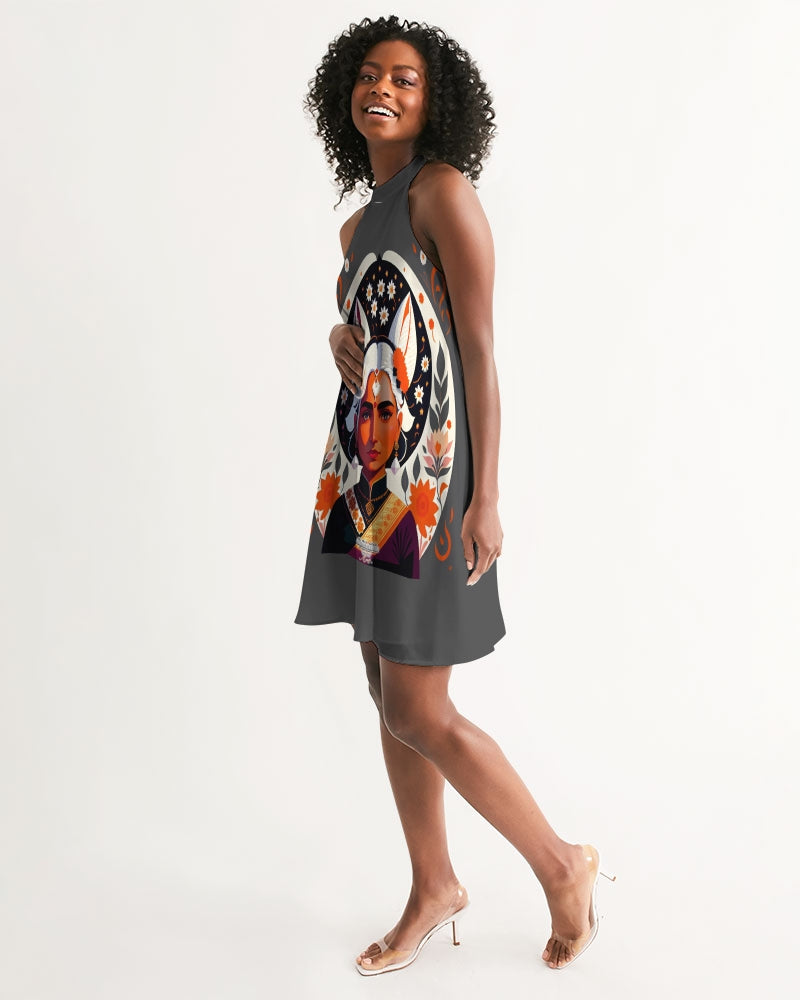 Nubian girl silver fox Women's Halter Dress