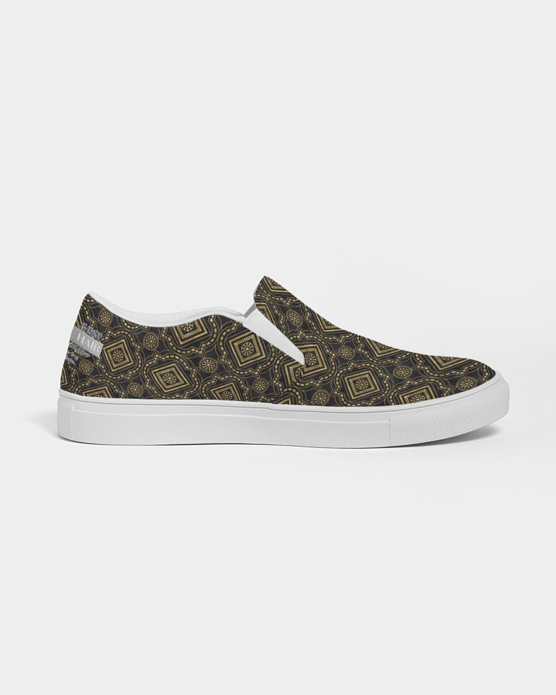 Brown Diamond pattern Men's Slip-On Canvas Shoe