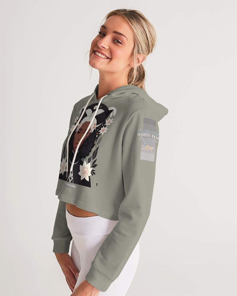 Nubian girl silver fox Women's Cropped Hoodie