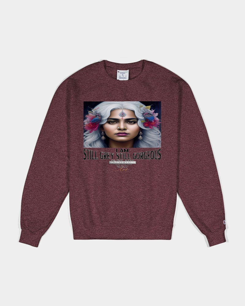 Promoting Indian women with silver grey hair Unisex Sweatshirt | Champion