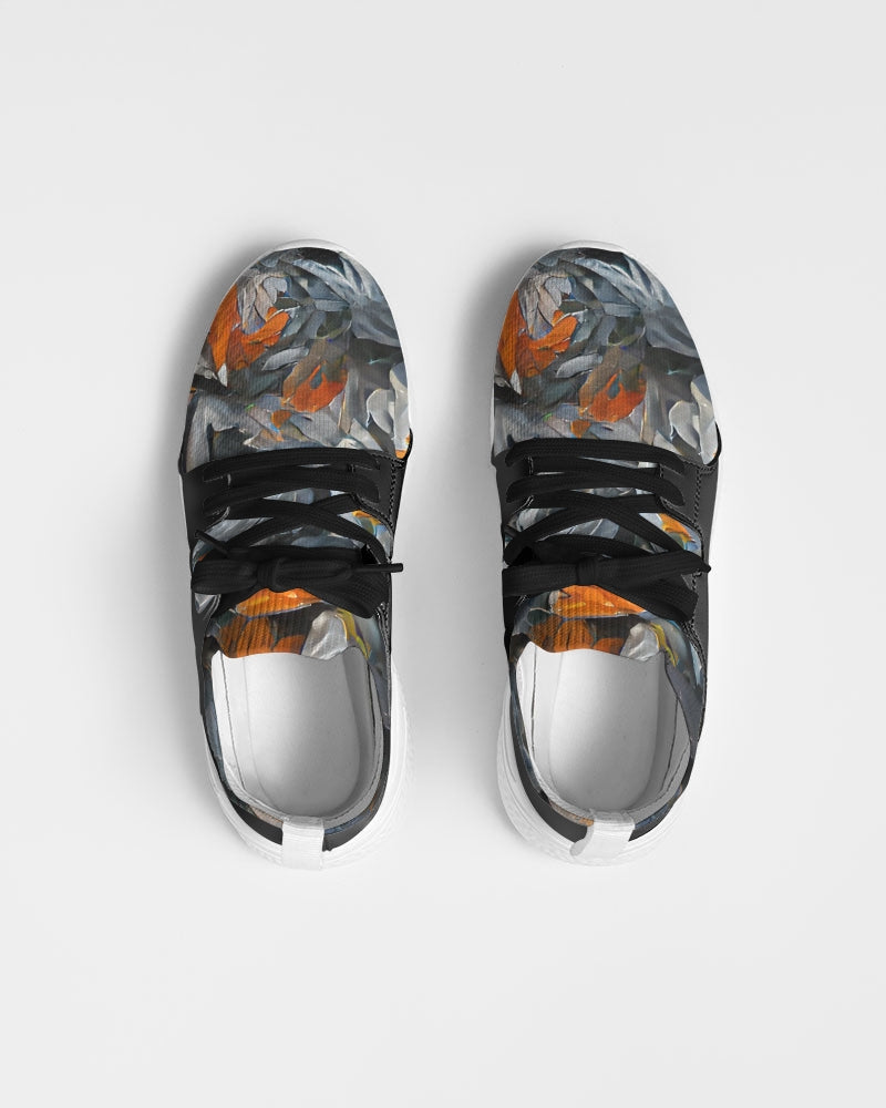 Orange abstract roses Women's Two-Tone Sneaker