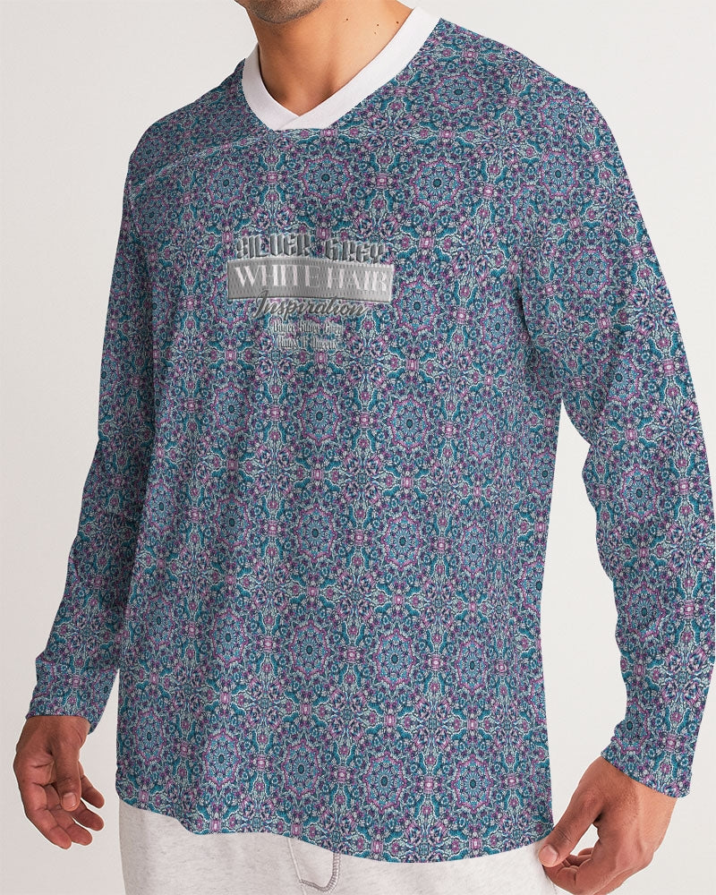 Beautiful mosaic blue pattern Men's Long Sleeve Sports Jersey