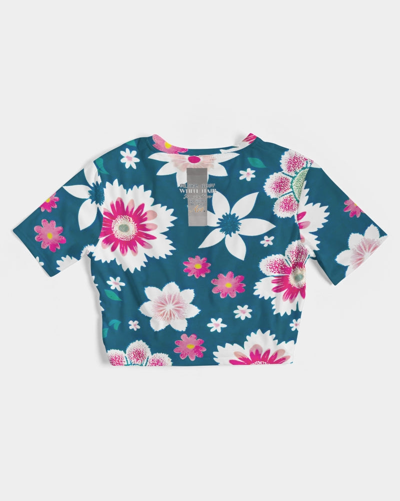 Beautiful floral pattern Women's All-Over Print Twist-Front Cropped Tee