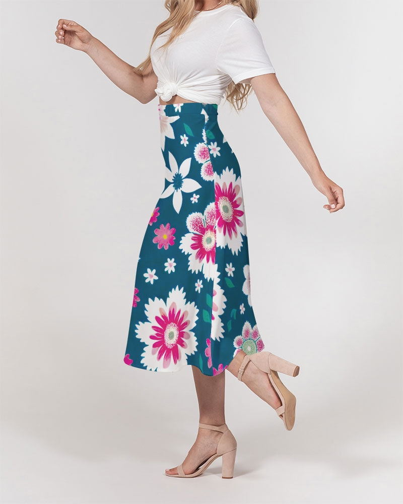 Beautiful floral pattern Women's All-Over Print A-Line Midi Skirt