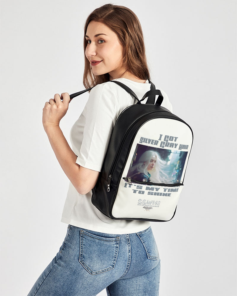 Beautiful white woman my time to shine Classic Faux Leather Backpack