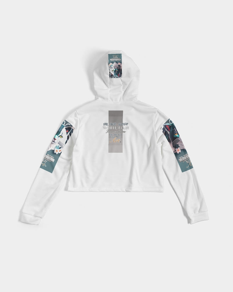 Silverfox flower Women's Cropped Hoodie