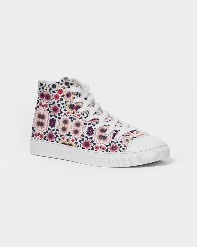 Abstract flower pattern Women's Hightop Canvas Shoe