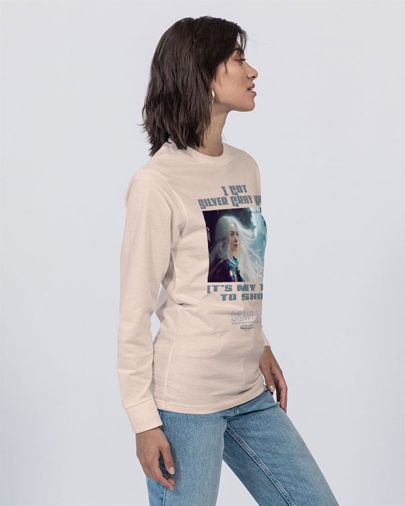 Beautiful white woman my time to shine Unisex Long Sleeve Tee | Lane Seven