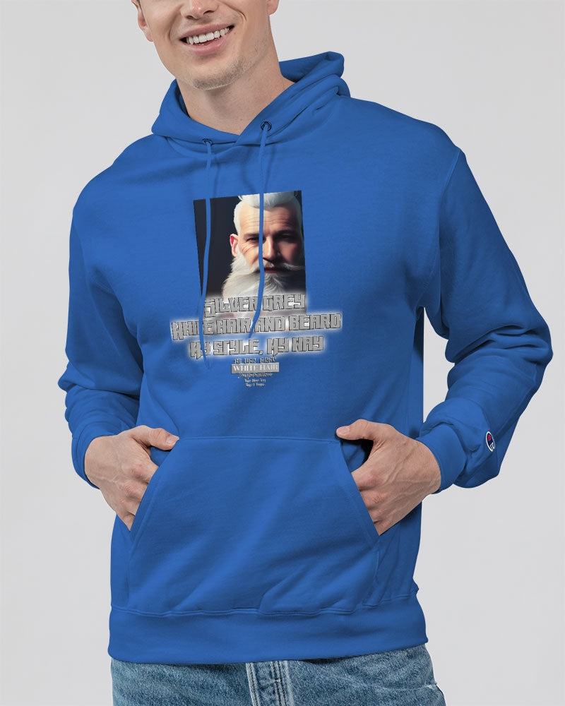 Silver Grey white hair and beard, my style my way Unisex Hoodie | Champion