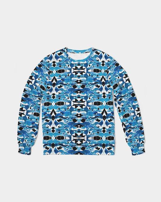 Blue Abstract pattern design Men's Classic French Terry Crewneck Pullover