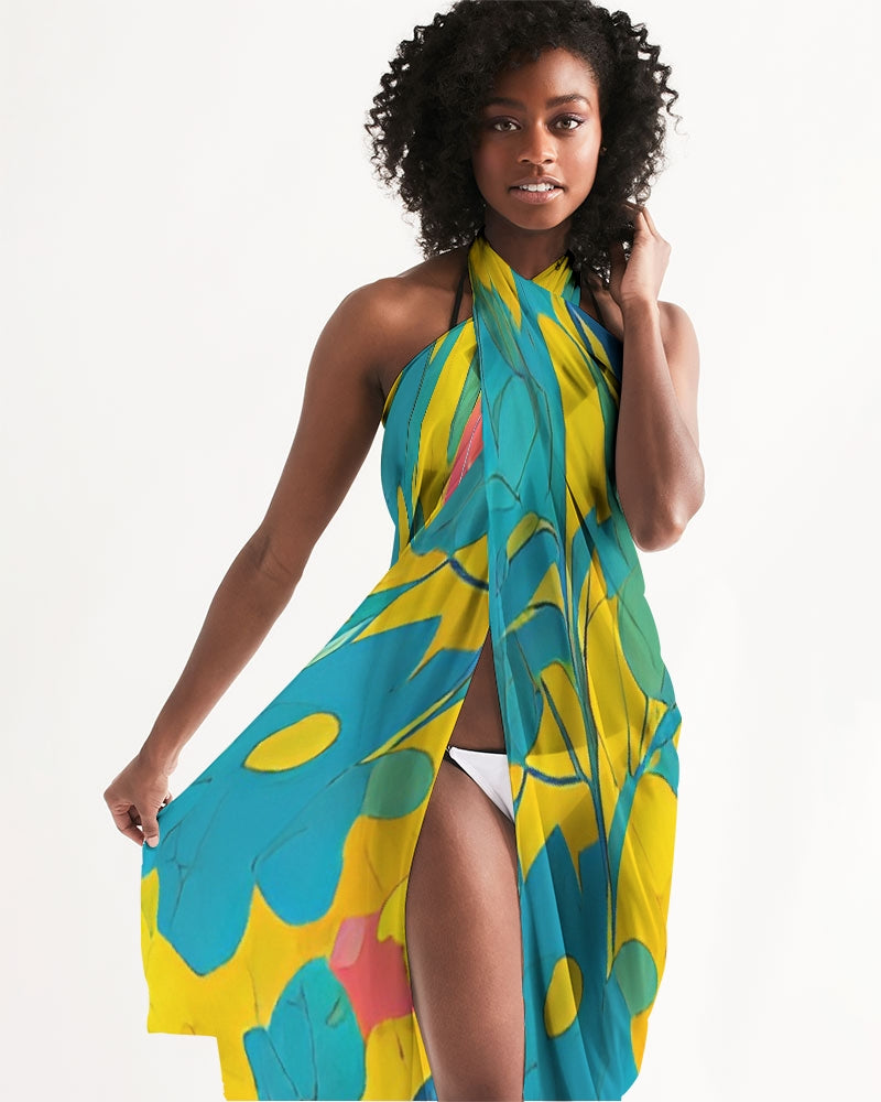 Beautiful yellow and blue hint of red pattern Swim Cover Up