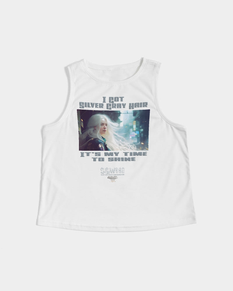 Beautiful white woman my time to shine Women's All-Over Print Cropped Tank