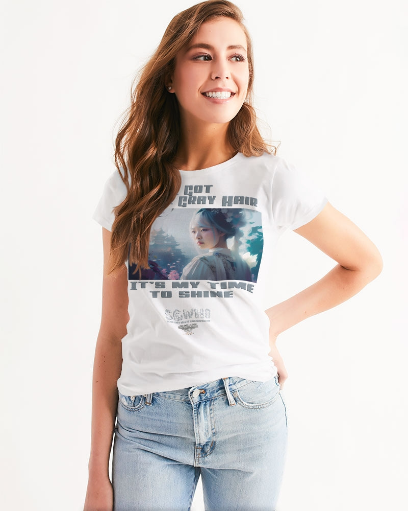 Asian sister with silver grey hair Women's All-Over Print Tee