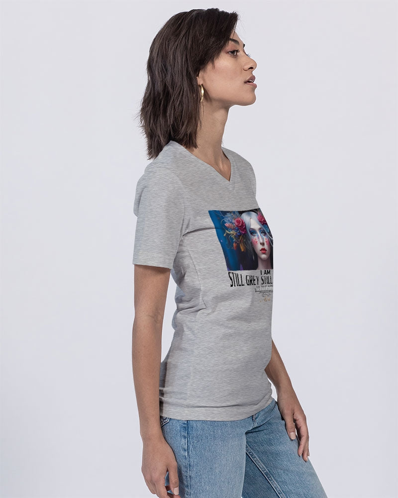 I am Still Grey Still Gorgeous Unisex Jersey V-Neck Tee | Bella + Canvas