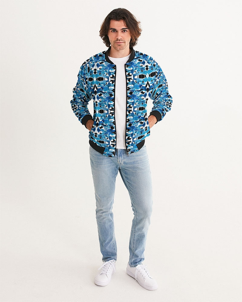 Blue Abstract pattern design Men's Bomber Jacket