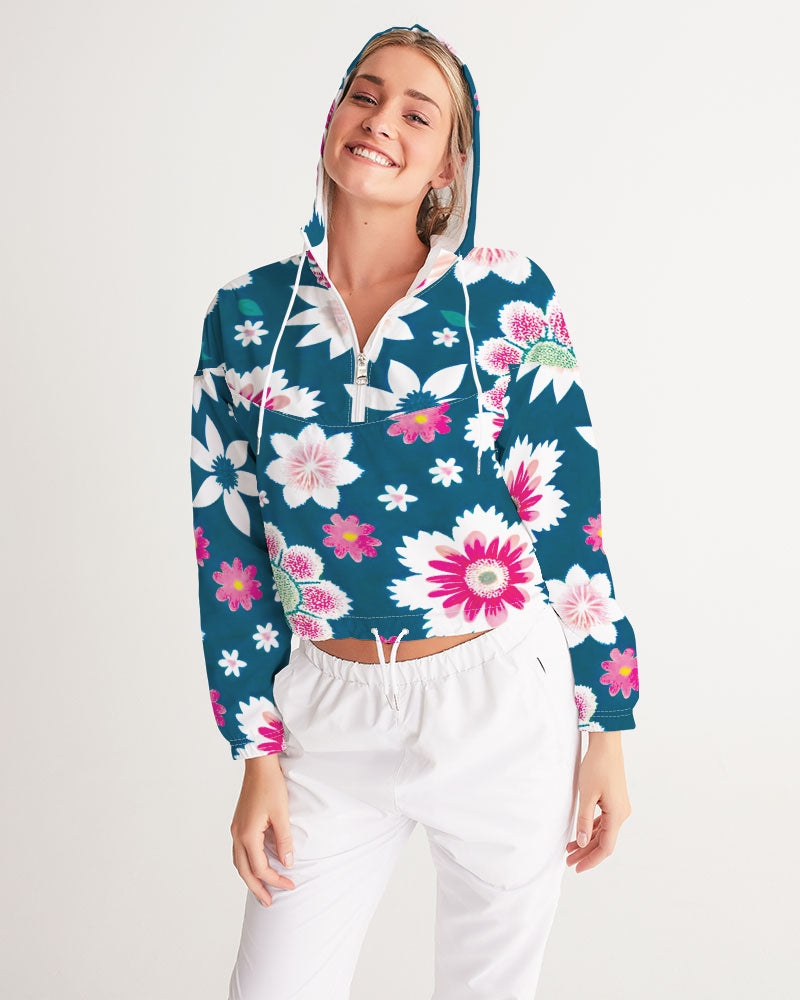 Beautiful floral pattern Women's All-Over Print Cropped Windbreaker