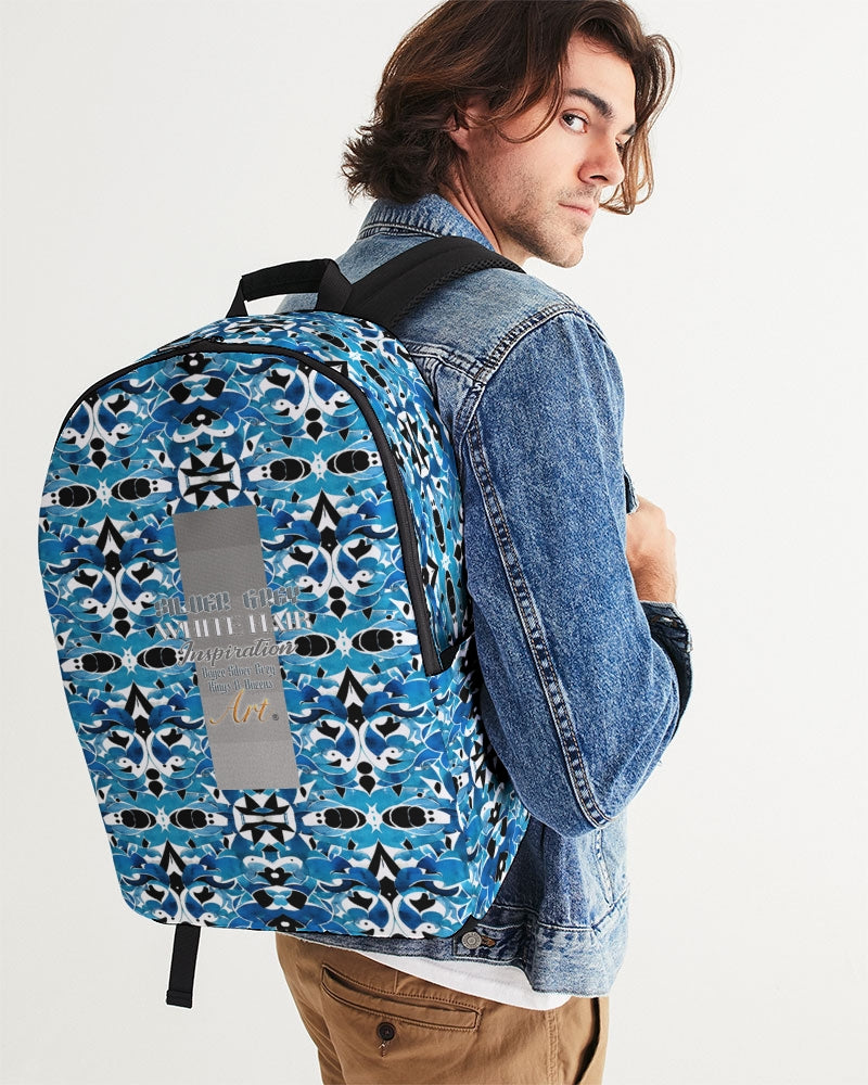 Blue Abstract pattern design Large Backpack