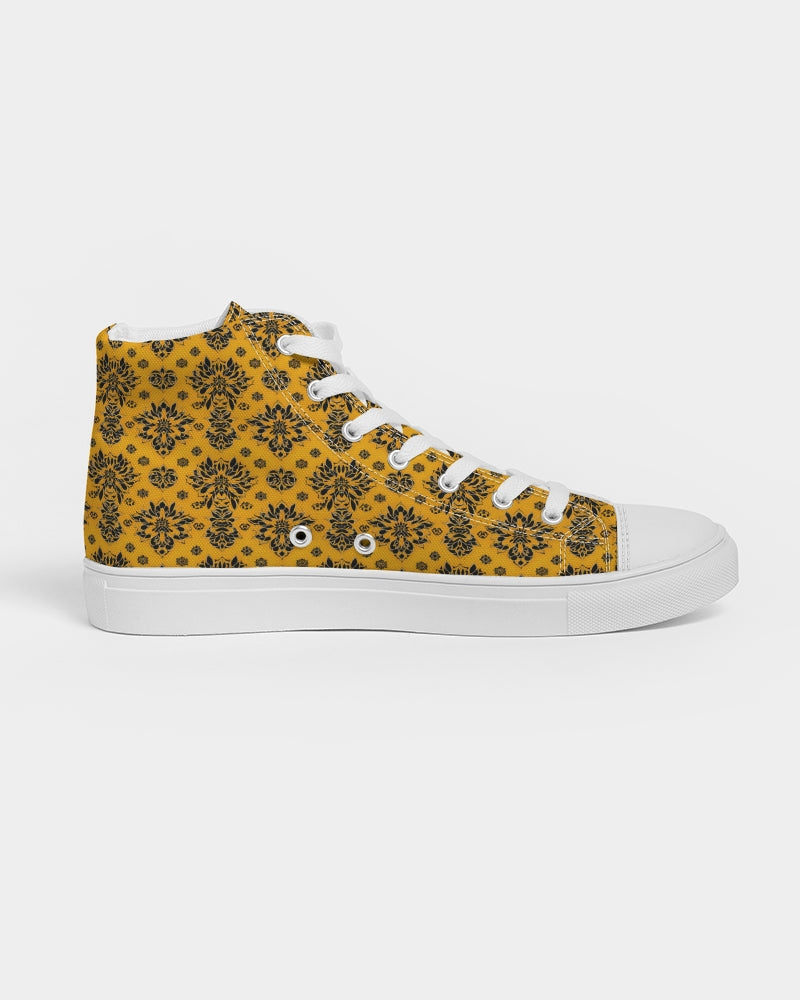 Orange and black royal design Men's Hightop Canvas Shoe