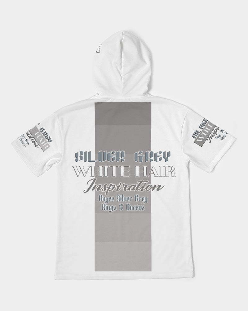 Silver Grey white hair and beard, my style my way Men's Premium Heavyweight Short Sleeve Hoodie