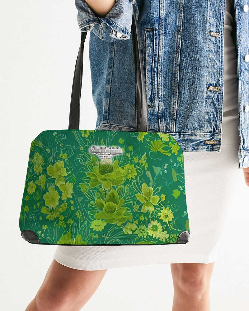 Lush green flower pattern design with logo Shoulder Bag