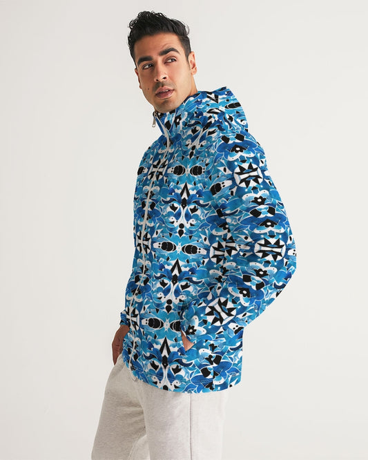 Blue Abstract pattern design Men's Windbreaker