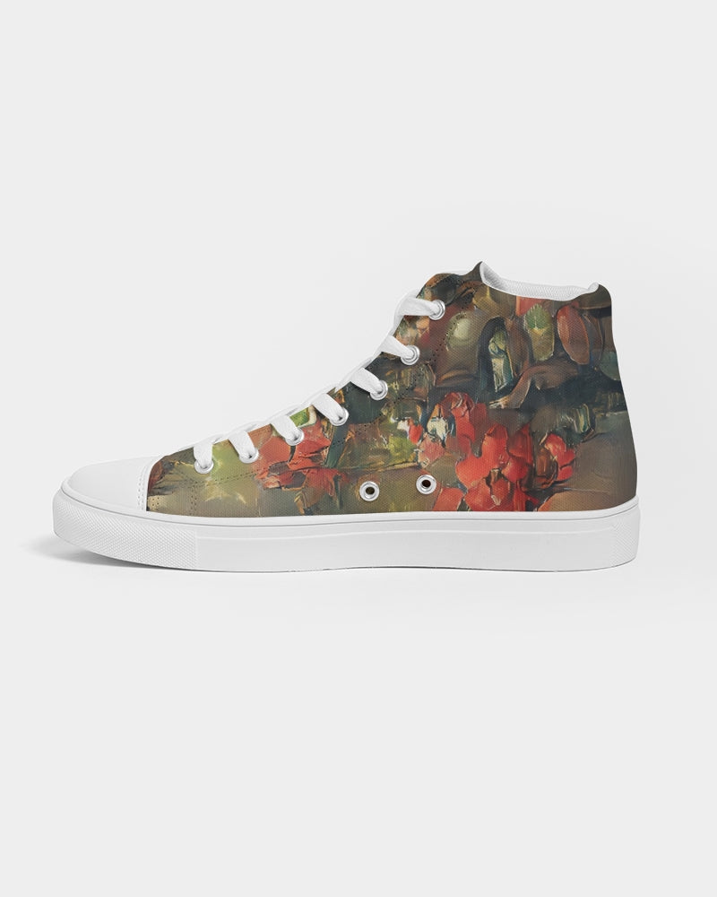 Abstract Rose design Men's Hightop Canvas Shoe