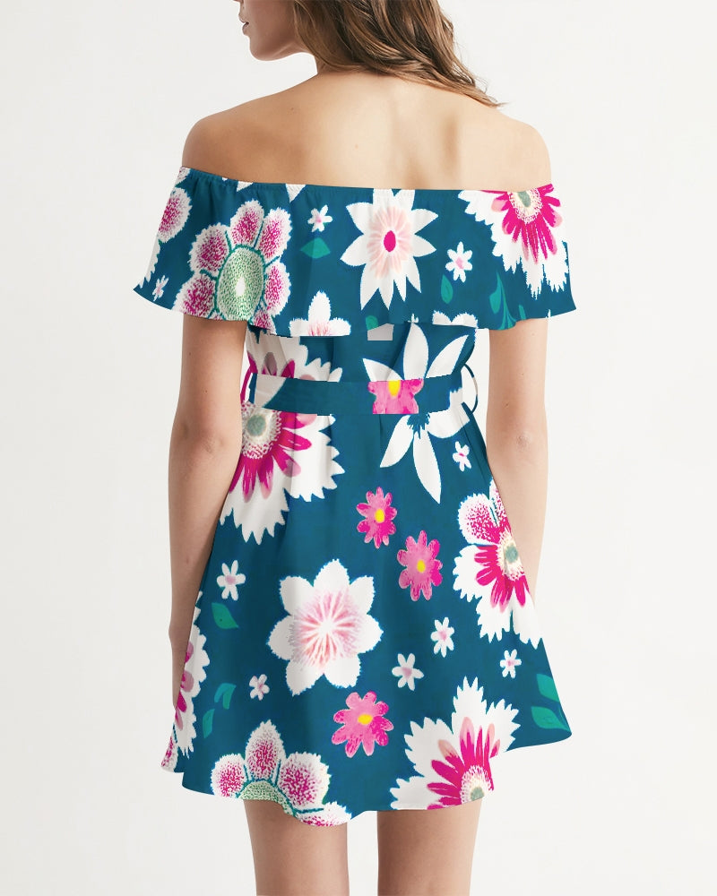 Beautiful floral pattern Women's All-Over Print Off-Shoulder Dress