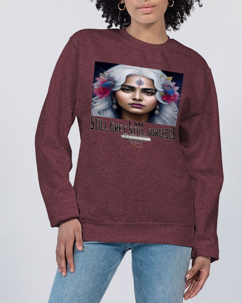 Promoting Indian women with silver grey hair Unisex Sweatshirt | Champion