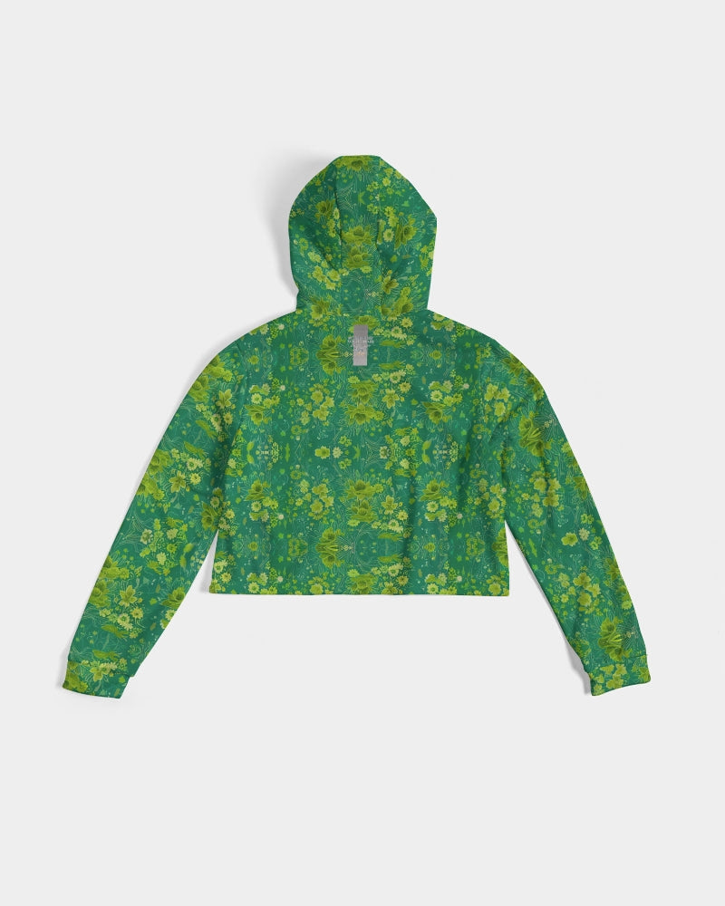 Green lush Repeat pattern Women's Cropped Hoodie