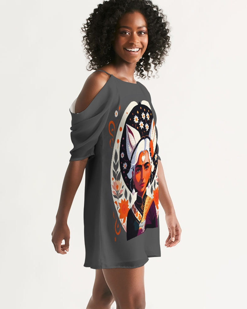 Indian Silver fox Women's Open Shoulder A-Line Dress