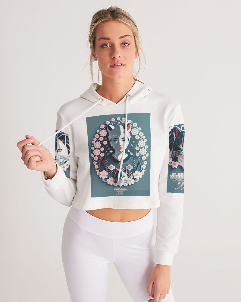 Silverfox flower Women's Cropped Hoodie