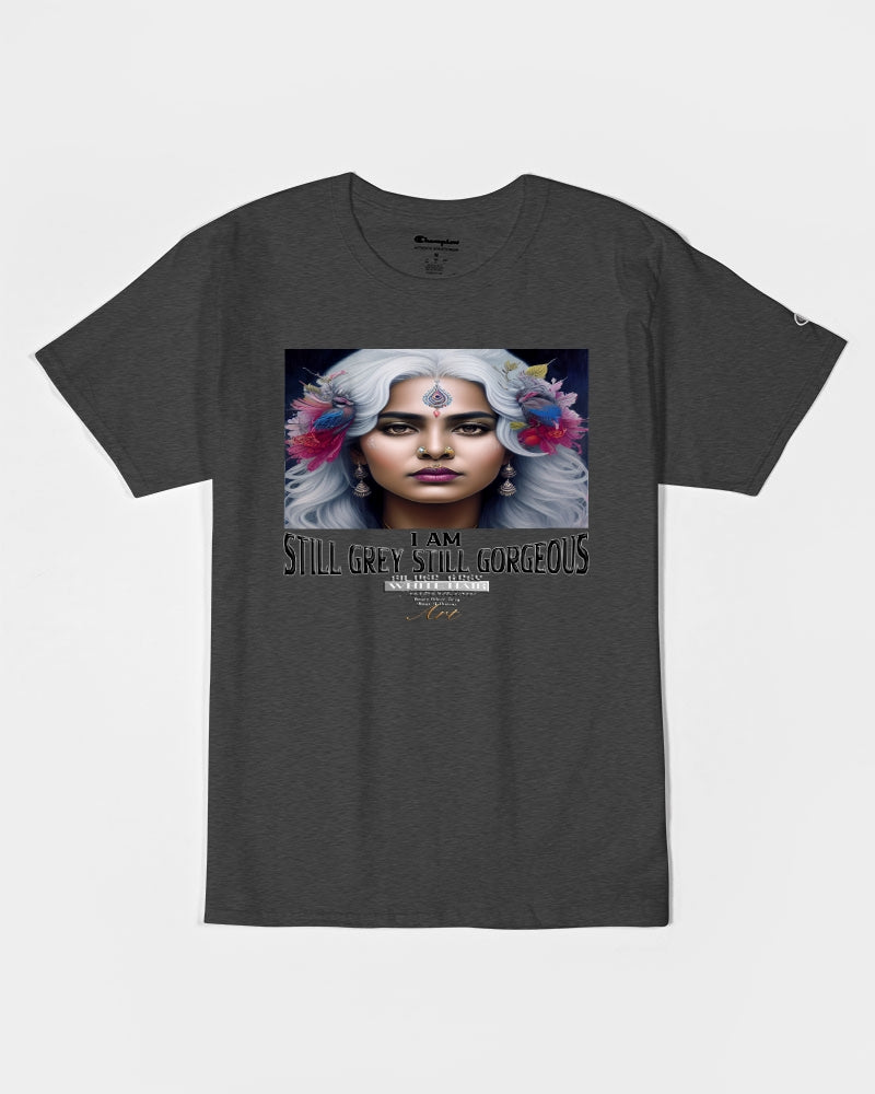 Promoting Indian women with silver grey hair Unisex Tee | Champion