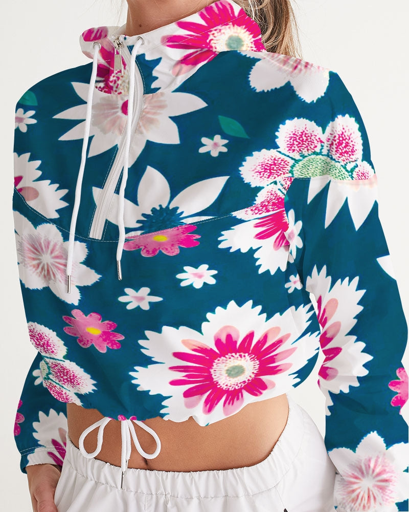 Beautiful floral pattern Women's All-Over Print Cropped Windbreaker