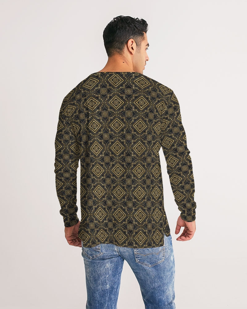 Brown Diamond pattern Men's Long Sleeve Tee